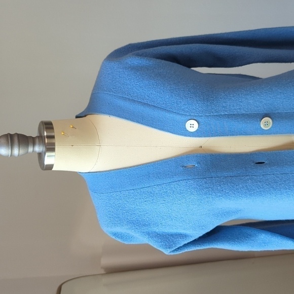 Women Varsity Button Front Knit Cardigan Sweater Blue S preppy academia basic - Picture 4 of 7